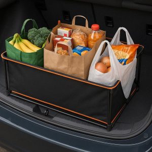 Collapsible Car Grocery Bag Holder for Trunk
