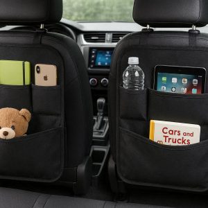 Car Seat Back Protector with Large Storage Pockets